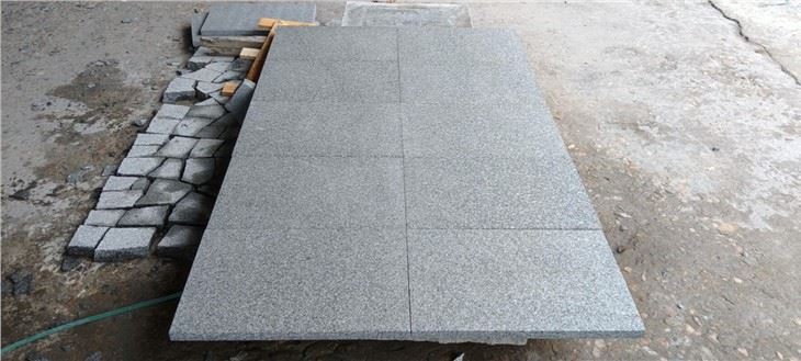 G654 Dark Grey Granite Flamed Tiles
