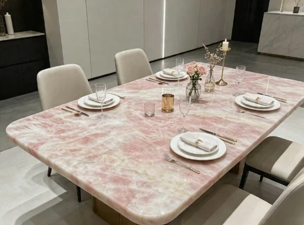 Cristallo Rosa Quartzite Dinner Table