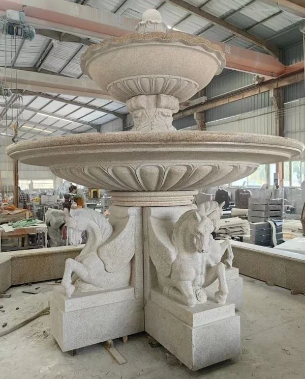 Sunset Gold Granite Garden Carving Fountain