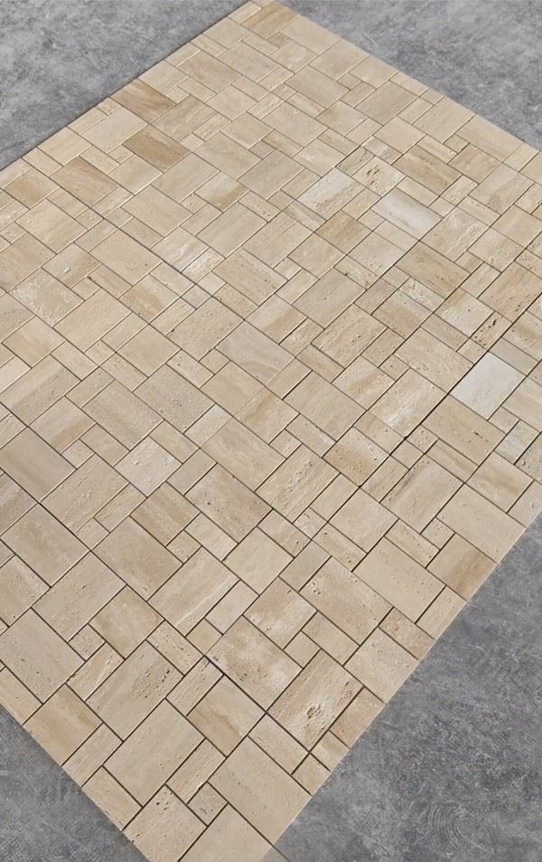 Ivory Travertine Mosaic wall Tiles