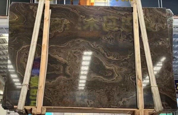 Tobacco Brown Marble Cross cut slabs